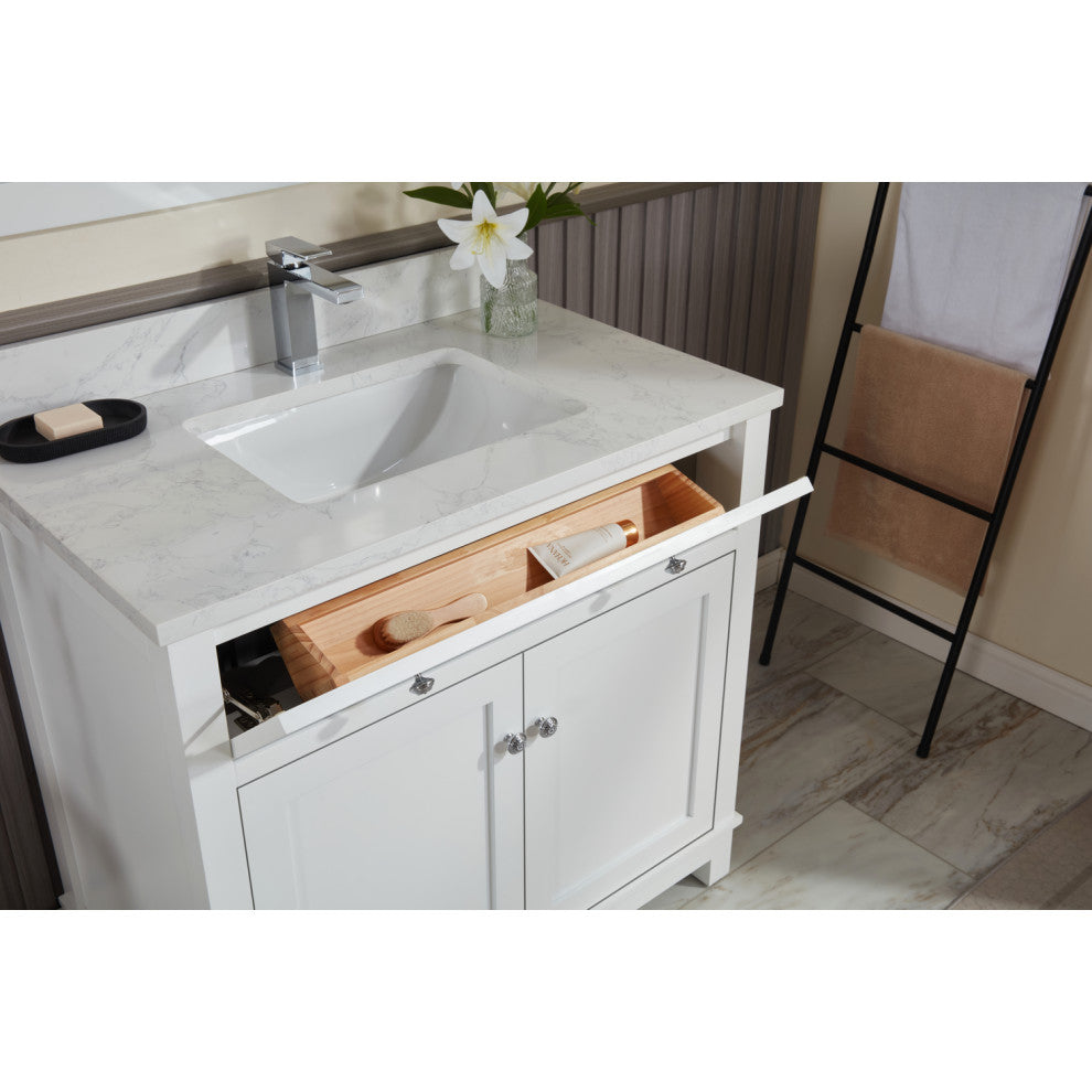 Legion Furniture WS2515 Series Bathroom Sink Vanity, White, 36", Artificial Stone Top, Single Sink