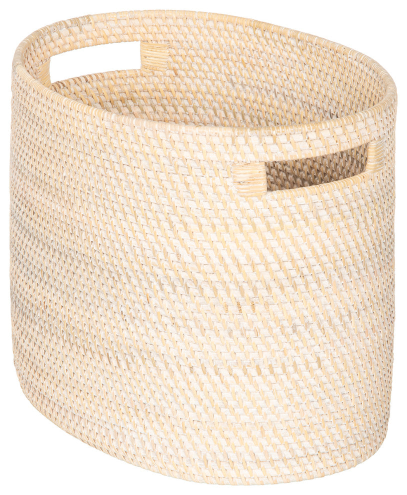 Loma Rattan Oval Magazine Rack, White-Wash