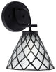 Cavella 1 Light Wall Sconce, Matte Black Finish, 7" Diamond Ice Art Glass