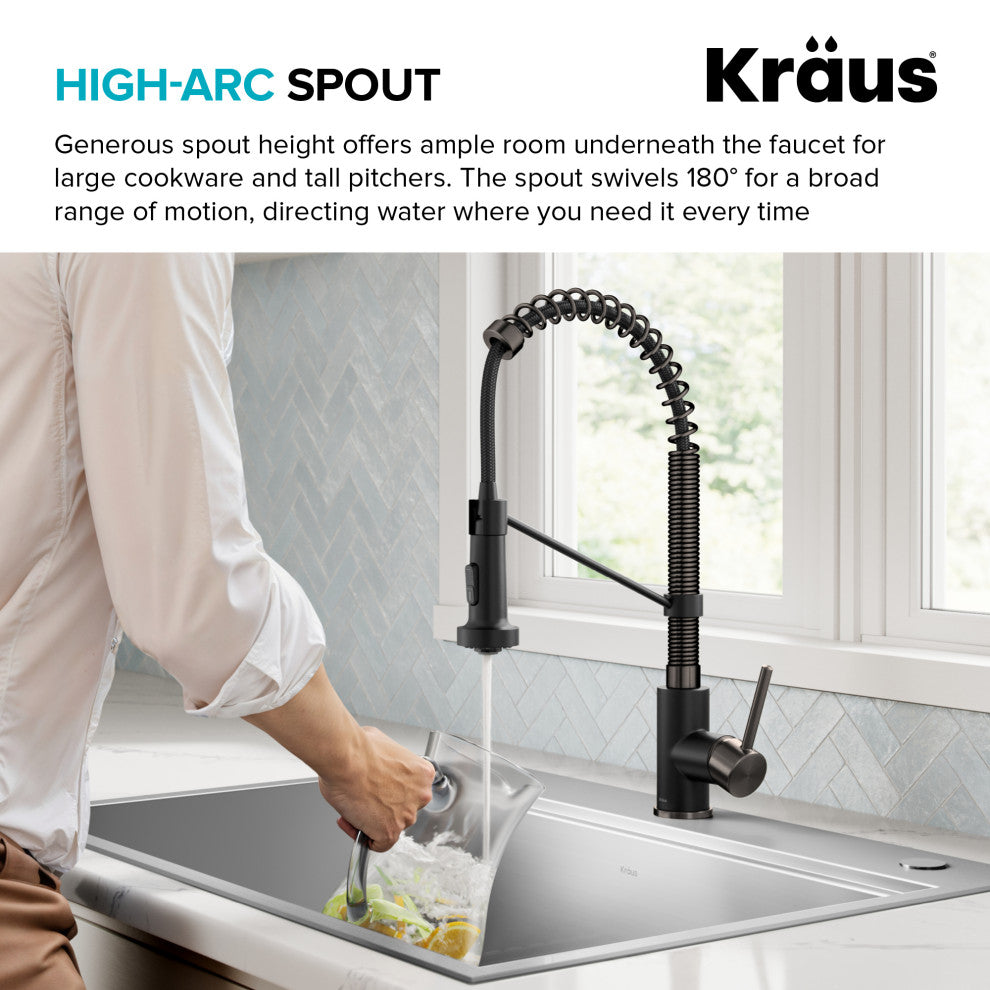 Bolden Commercial Style 2-Function Pull-Down 1-Handle 1-Hole Kitchen Faucet, Matte Black/ Stainless Black