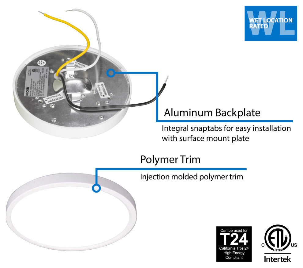 DSE5 Round 5" Edge-Lit LED Surface Mount Downlight, 4000k