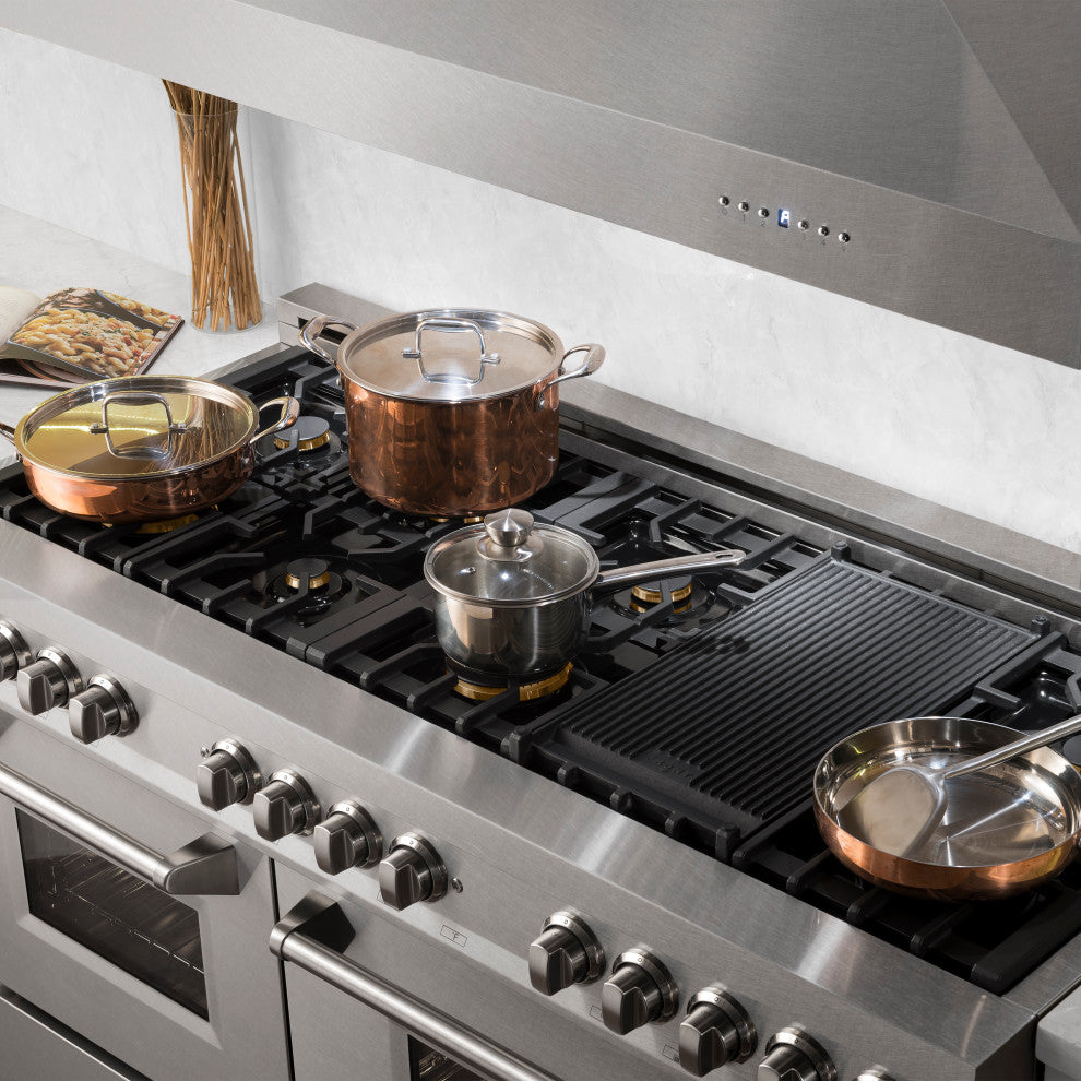 ZLINE 60" Dual Fuel Range, DuraSnow With Brass Burners RAS-SN-BR-60