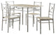 5 Piece Rectangular Dining Set Brushed Silver and Taupe