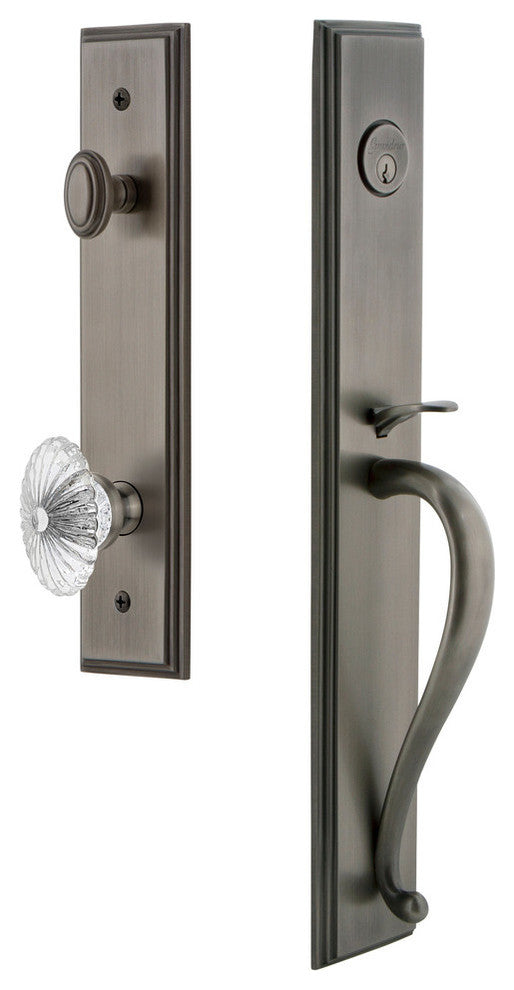 Carre' 1-Piece Dummy Handleset, S Grip and Burgundy Knob, Antique Pewter, 848918
