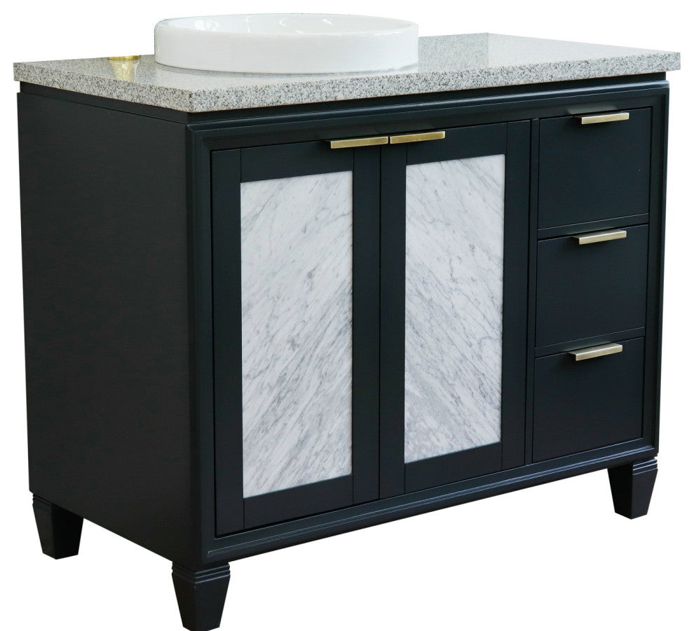 43" Single Vanity, Dark Gray Finish With Gray Granite
