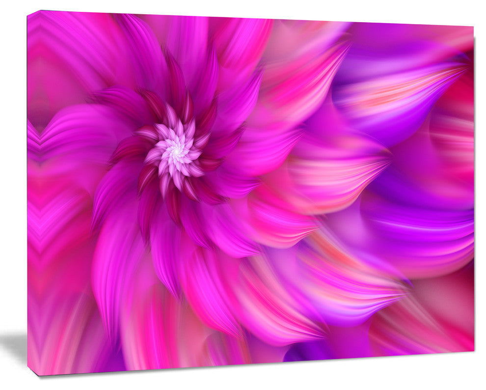 Massive Pink Fractal Flower, Floral Canvas Art Print, 20"x12"