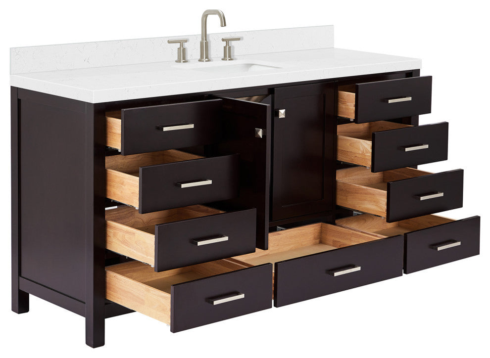 Ariel Cambridge 66" Single Rectangle Sink Vanity, Carrara Quartz