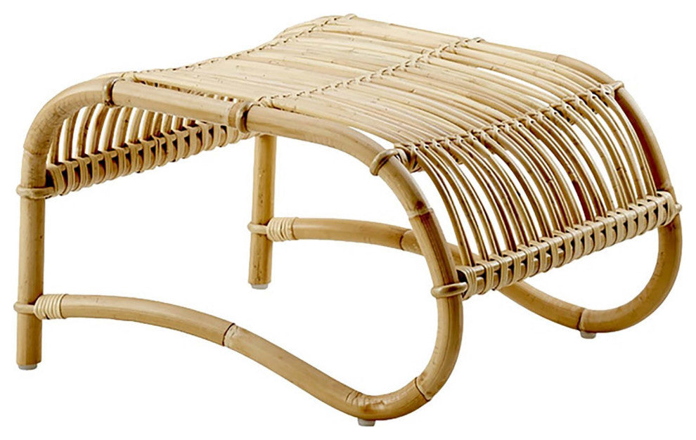Viggo Boesen Teddy Rattan Footstool, Polished Natural