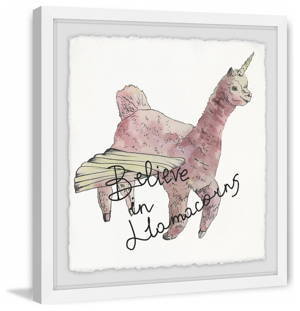 "Believe in Llamacorns" Framed Painting Print, 24"x24"