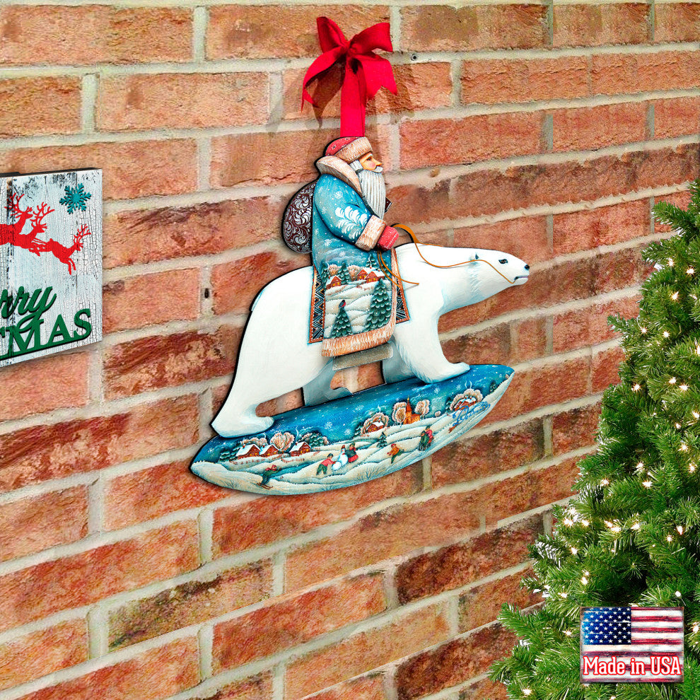 Santa Polar Bear Wall Hanging