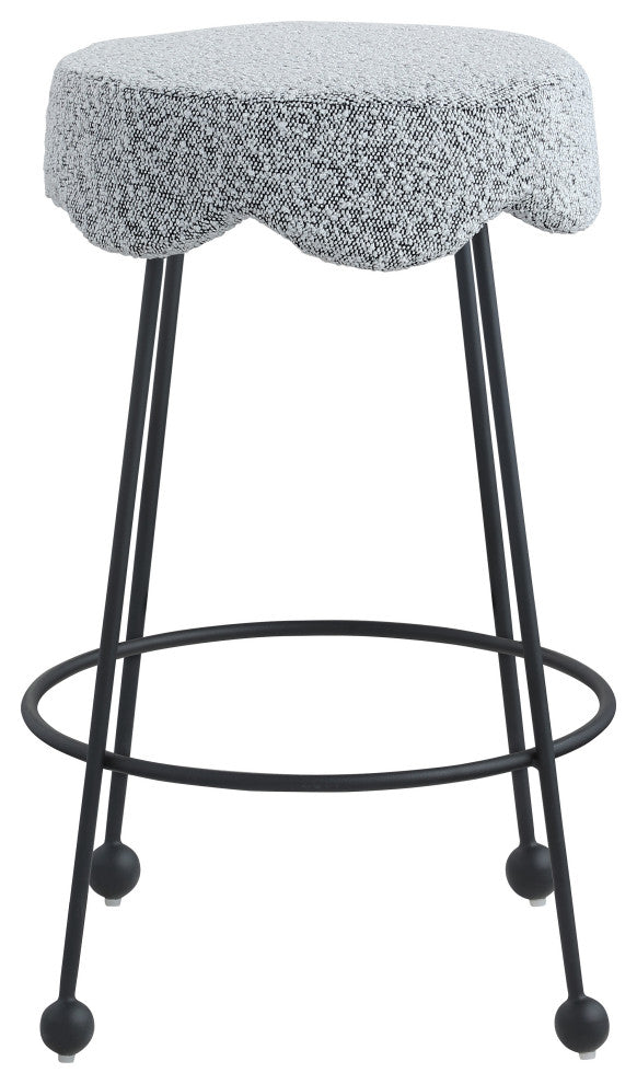 Fleur Boucle Fabric Upholstered Counter Stool, Grey