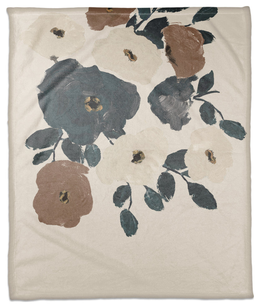 Rust and Cream Floral 50x60 Coral Fleece Blanket