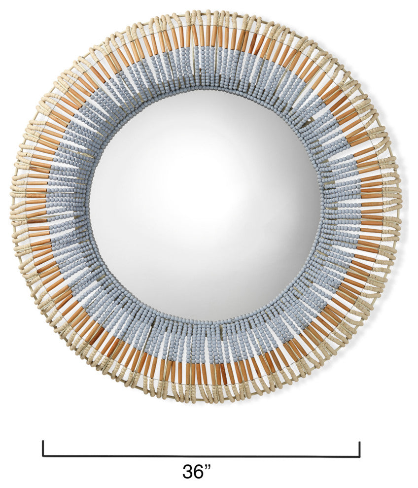 Native Beaded Round Mirror