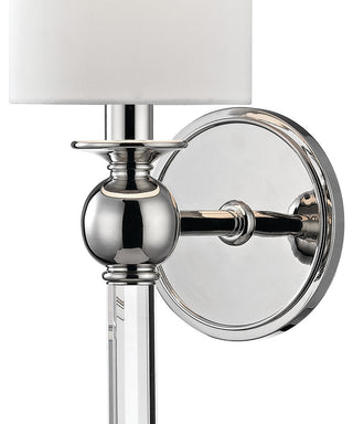 Gordon, 1 Light, Wall Sconce, Polished Nickel Finish, White Silk Shade