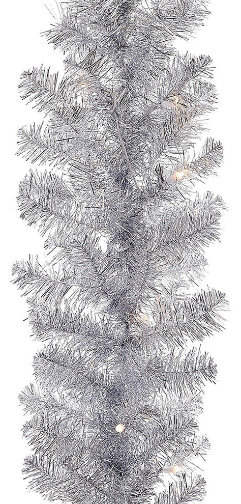 9' Pre-Lit Silver Point Pine Garland
