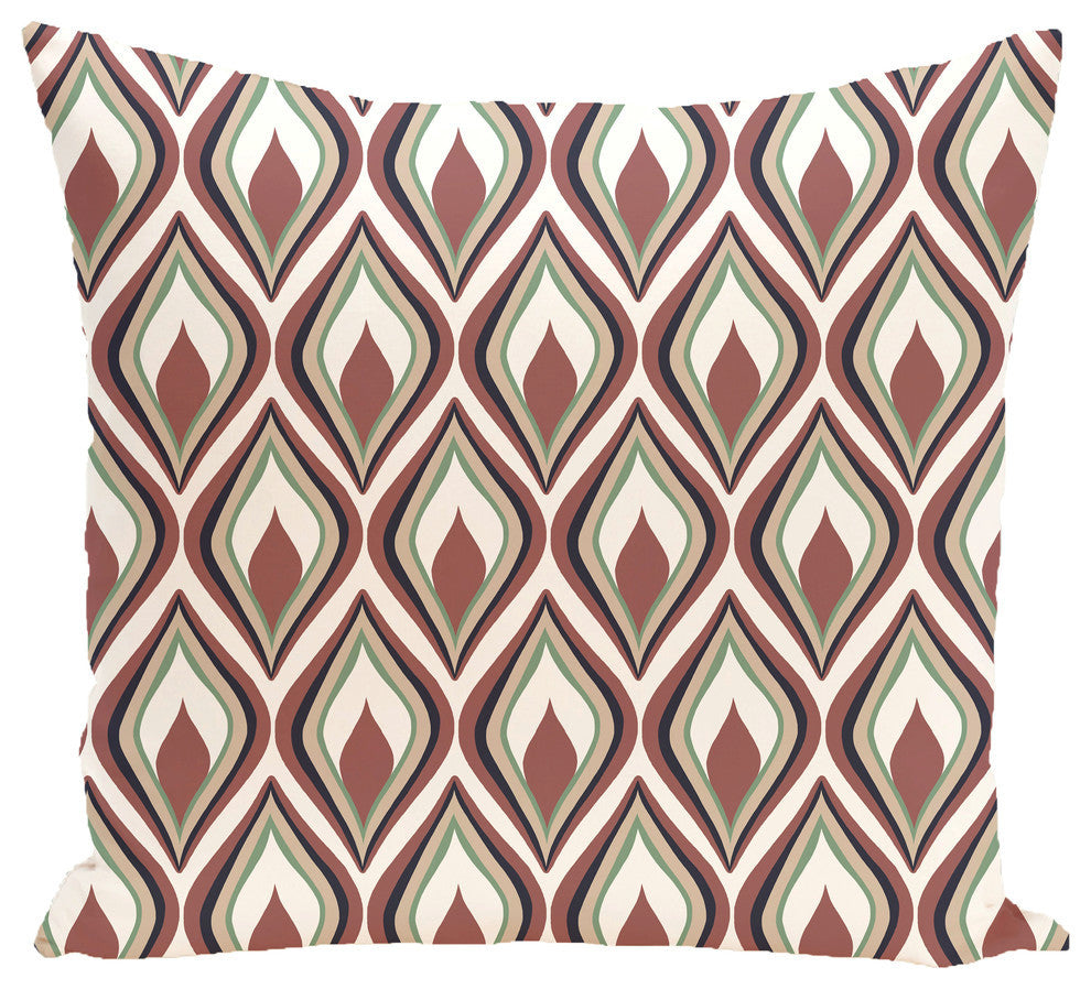 Candlelight Geometric Print Outdoor Pillow, Mahogany, 18"x18"