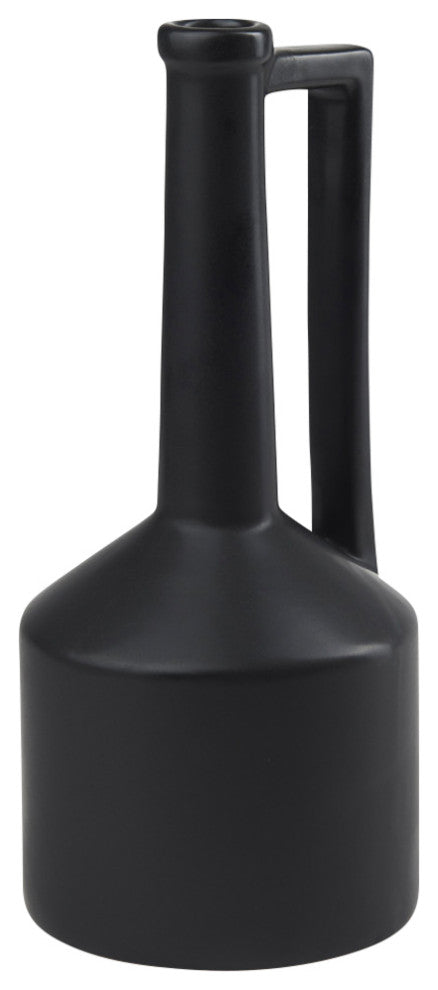 Burton 14.2H Medium Matte Black Ceramic Jug Vase