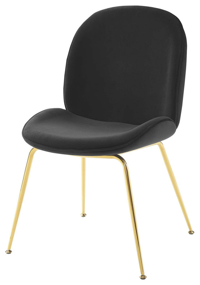 Side Dining Chair, Velvet, Metal, Black, Modern, Bistro Restaurant Hospitality