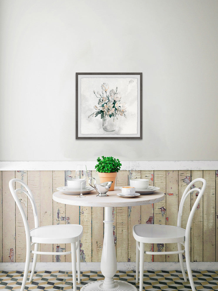 "Pearly White" Framed Painting Print, 32"x32"