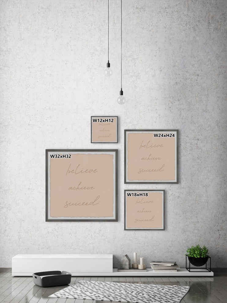 "Believe Achieve Succeed" Framed Painting Print, 32x32