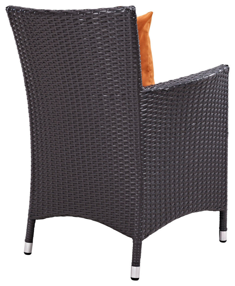 9 Piece Outdoor Dining Set, Faux Wicker Rattan, Orange