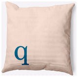 18" x 18" Modern Monogram Indoor/Outdoor Polyester Throw Pillow, Autumn Blue