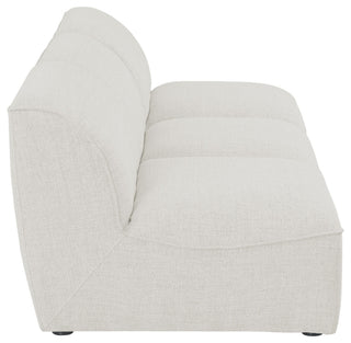 Miramar Linen Textured Fabric Upholstered 3-Piece Modular Sofa, Cream