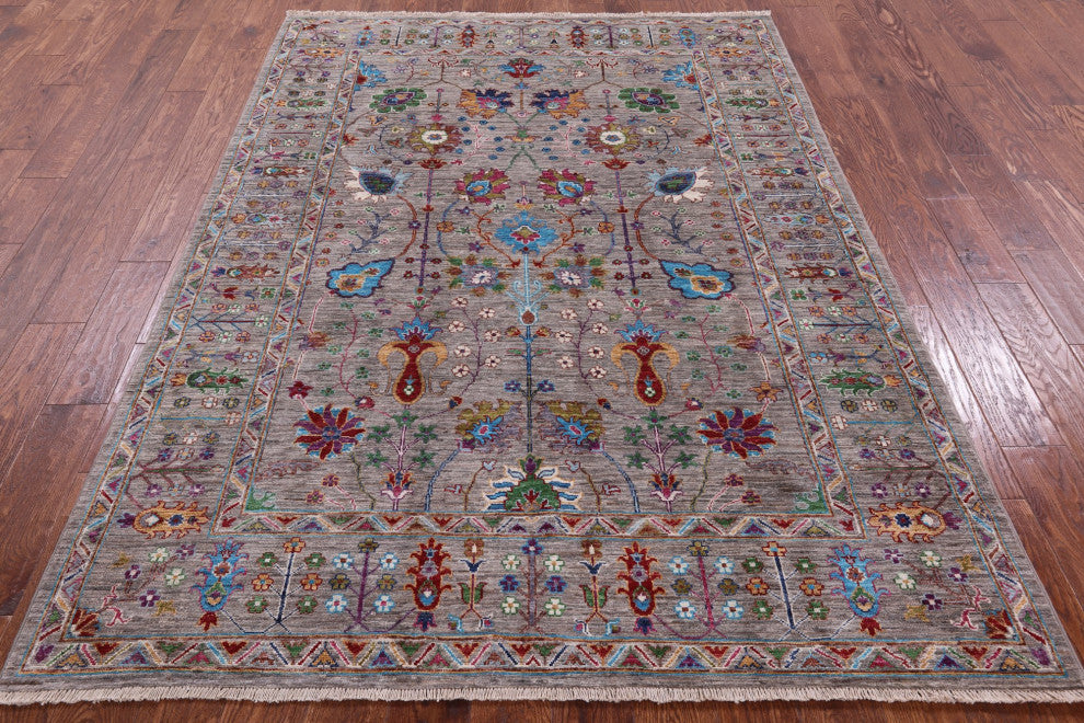 5' 7" X 7' 10" Persian Tabriz Handmade Wool Rug Q9841
