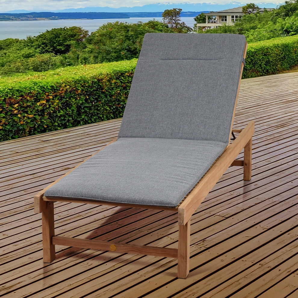 Amazonia Maasdam Teak Patio Lounger with Gray Cushion