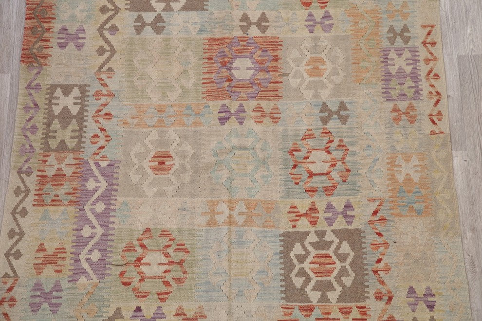 Kilim Turkish Flat-Woven Oriental Pure Wool Traditional Area Rug, 8'1"X5'4"