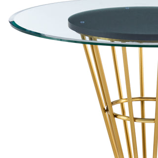 Veronica 48" Round Glass Tabletop Gold Stainless Steel Base Dining Table