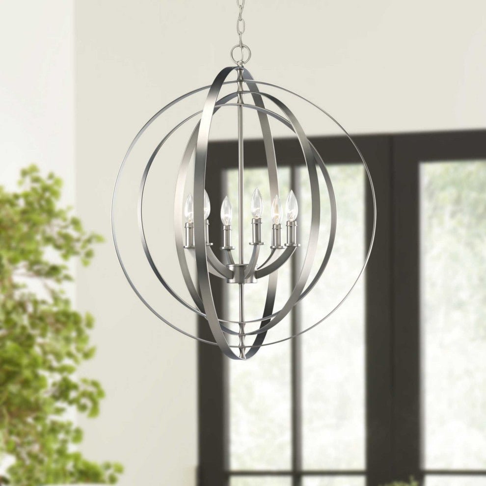6-Light Foyer, Burnished Silver