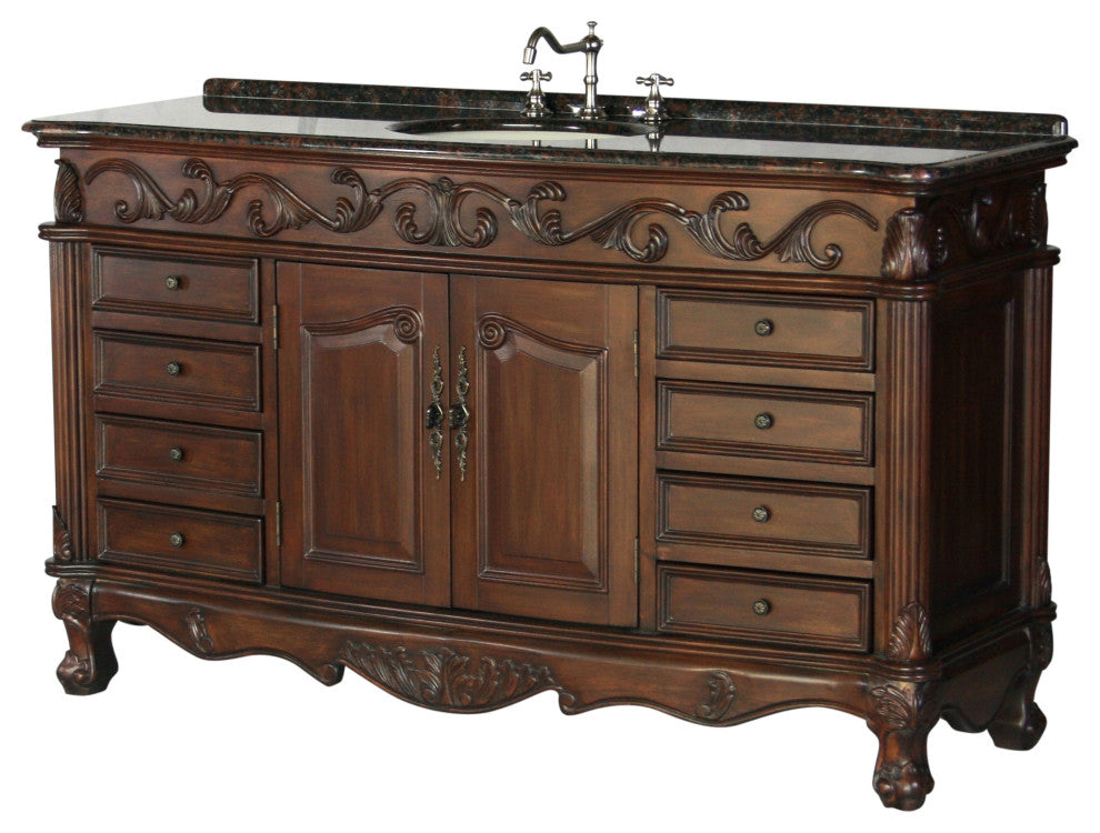 60-Inch Antique Style Single Sink Bathroom Vanity Model 3169L-BN