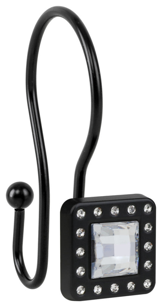 Utopia Alley Shower Hooks - Double Shower Curtain Rings for Bathroom, Black