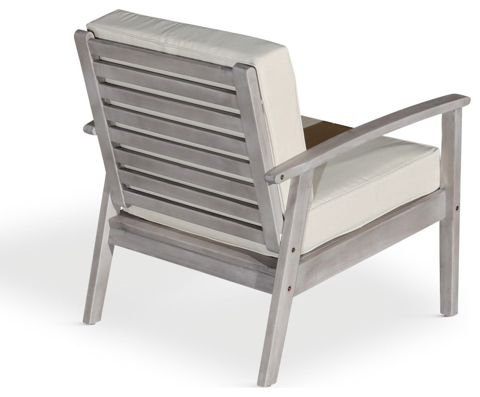 DTY Outdoor Living Longs Peak Eucalyptus Chair W/ Cushions, Silver Gray, Dark Gr