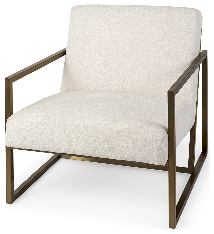 Geo Modern Cream and Gold Accent or Side Chair