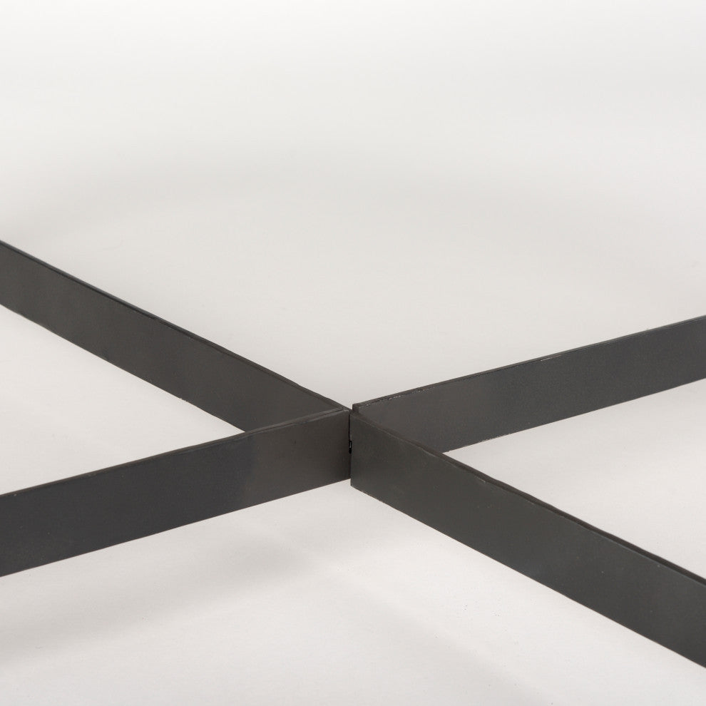 Marquisa (Large) Medium Brown Solid Wood w/ Black Iron Coffee Table