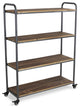 4-Tier Metal and Wood Caster Cart, Brown and Gray