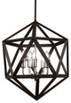 5 Light Chandelier, Matte Black with Satin Chrome Accents