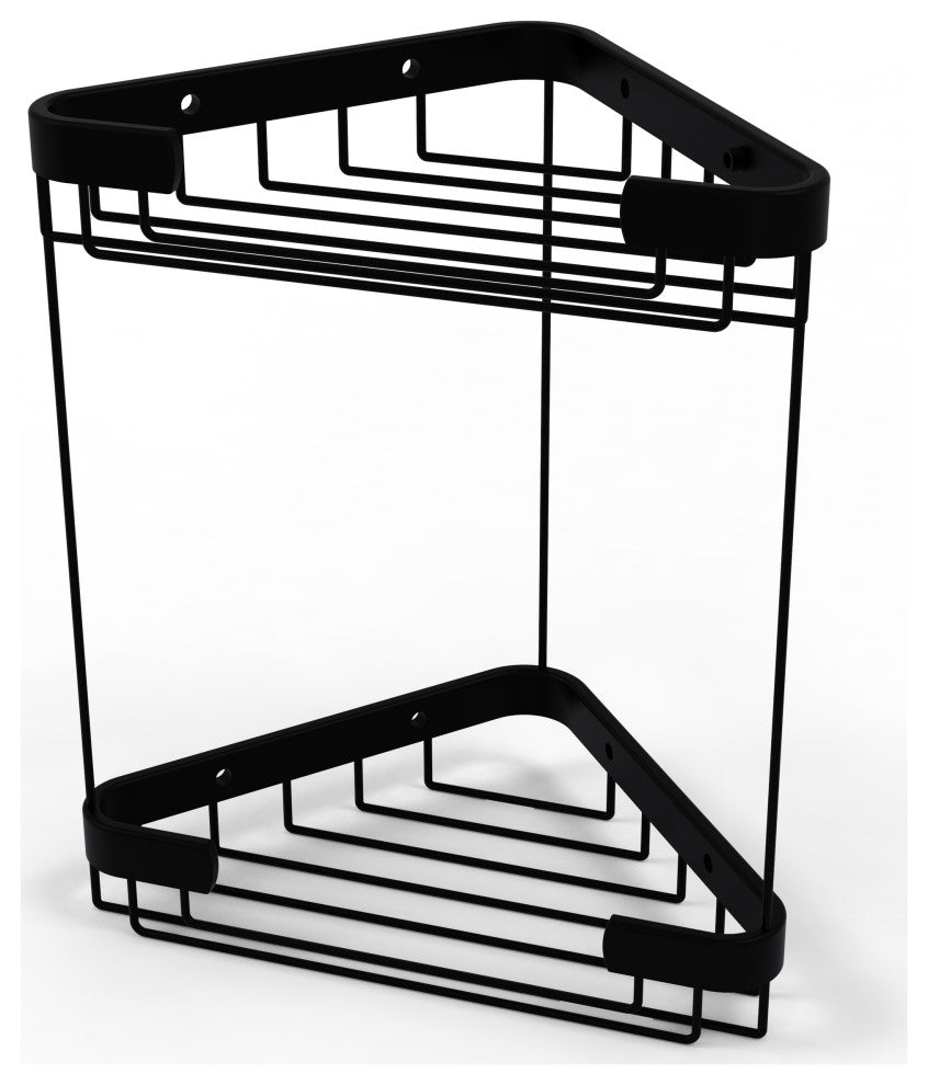 Double Tier Corner Shower Basket, Matte Black
