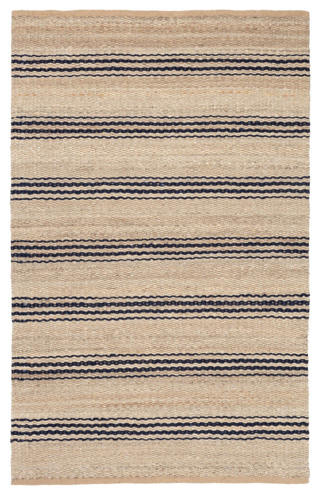 Dash & Albert Jute Ticking Indigo Handwoven Rug, Blue, 6' x 9'