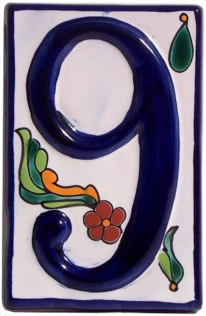 Colonial Talavera Ceramic House Number Nine
