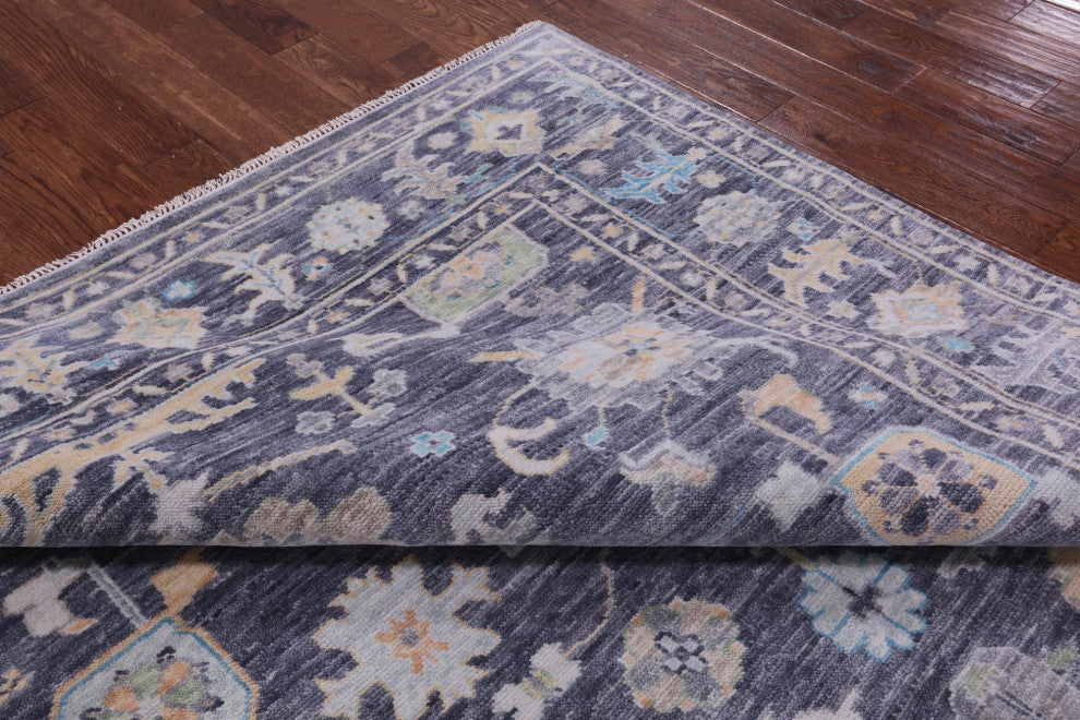 8' Square Hand-Knotted Turkish Oushak Wool Rug - Q13374