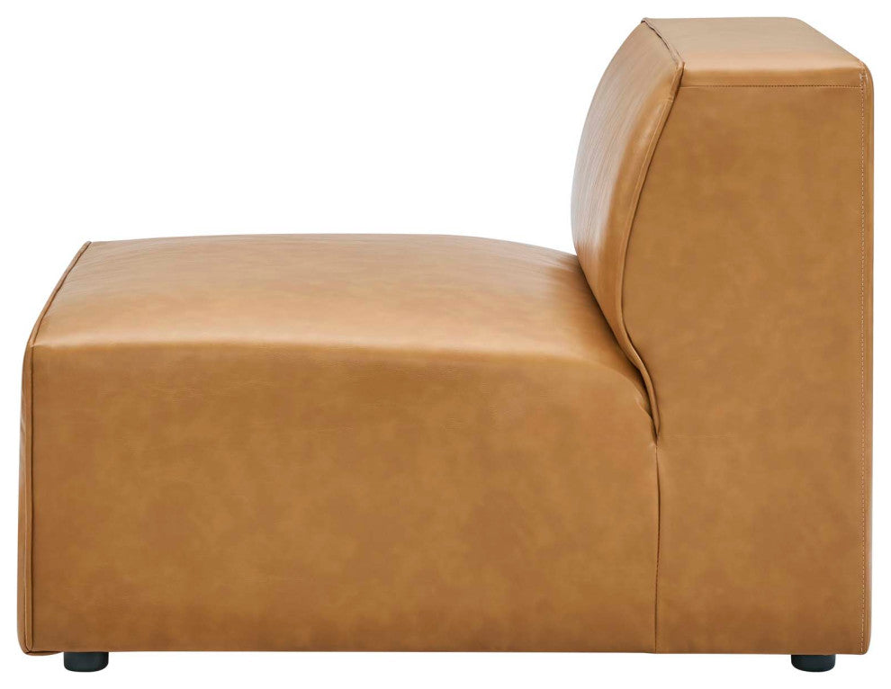 Armchair and Sofa Set, Faux Vegan Leather, Tan, Modern, Lounge Hospitality