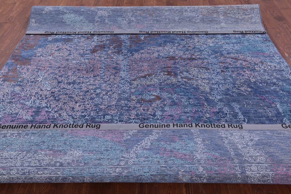 7' 11" X 9' 10" Modern Wool and Silk Hand Knotted Rug Q7047
