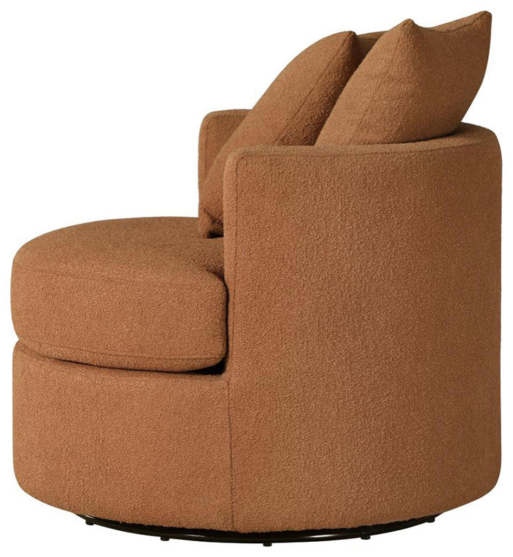 Upholstered Living Room Accent Chair With Swivel Design, Orange