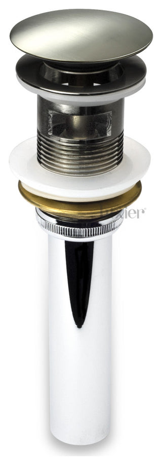 1-5/8" Push Pop-Up Drain Stopper With Overflow for Sink, Brushed Nickel