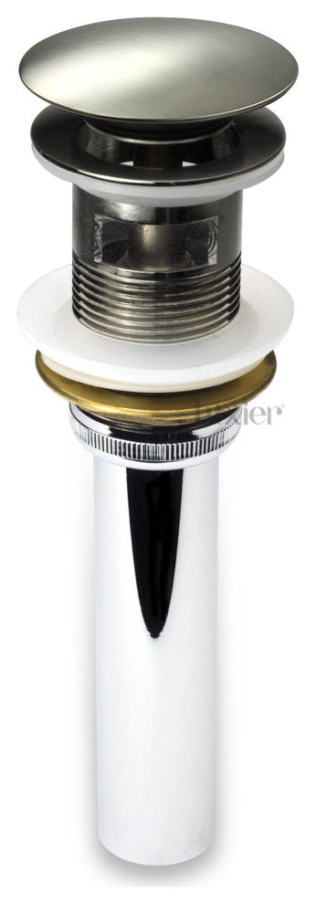 1-5/8" Push Pop-Up Drain Stopper With Overflow for Sink, Brushed Nickel