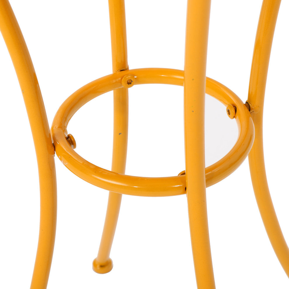 GDF Studio Brienne Outdoor Yellow Ceramic Tile Side Table With Iron Frame
