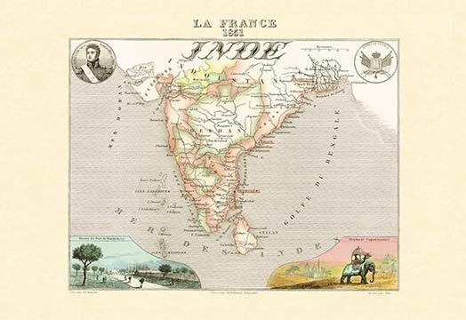 Inde Francaise - Gallery Wrapped Canvas Art 28" x 42"